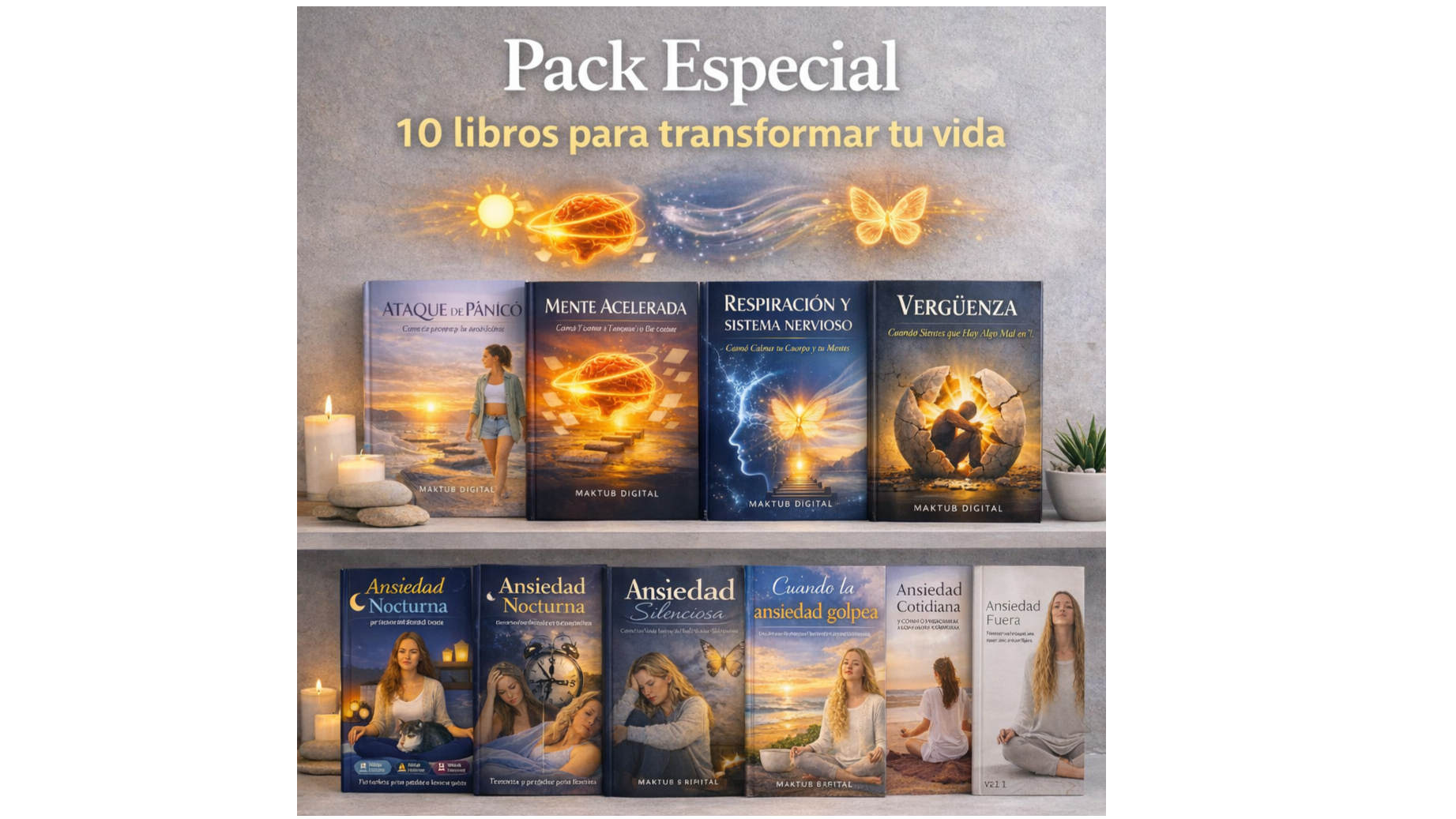 Transforma tu Mente: Pack Premium 10 Libros para Calmar y Sanar